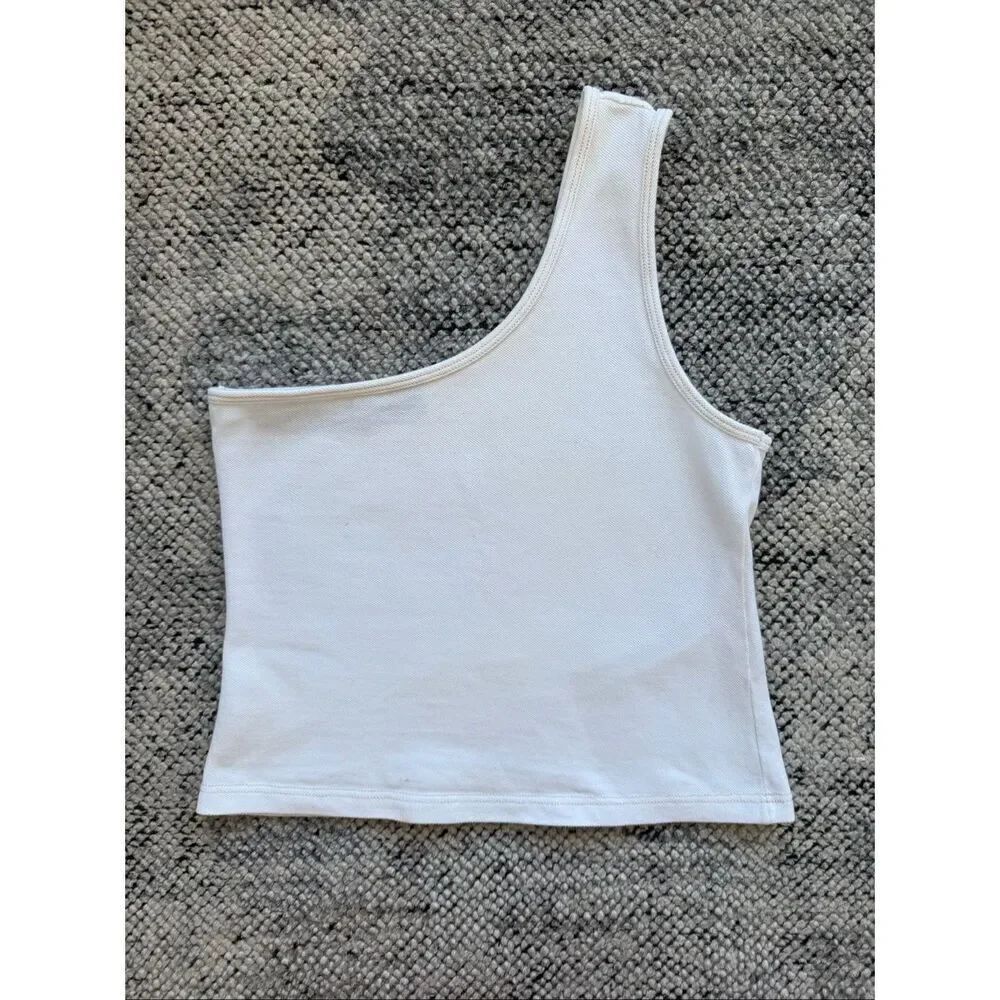 Jacquemes 34 XS White One Shoulder Cropped Tank Top